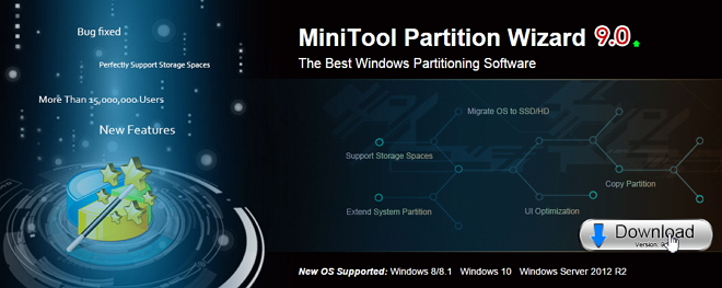 免費硬碟分割區調整工具 - MiniTool Partition Wizard 9