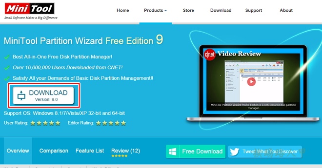 免費硬碟分割區調整工具 - MiniTool Partition Wizard 9