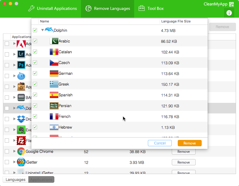 MAC APP 移除工具 CleanMyAPP 3，可移除用不到的語系檔