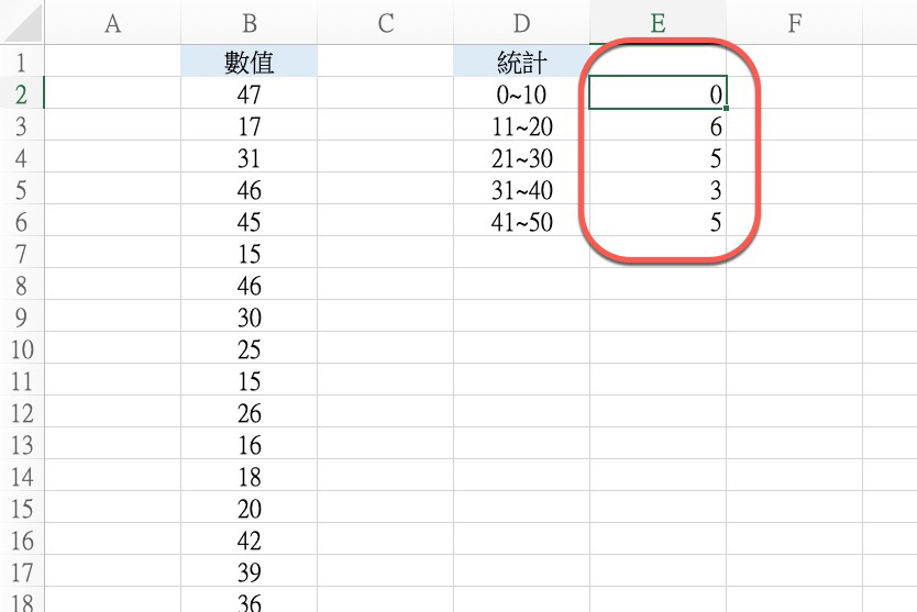 Excel 小教室 - 用 FREQUENCY 函數統計區間數量超方便