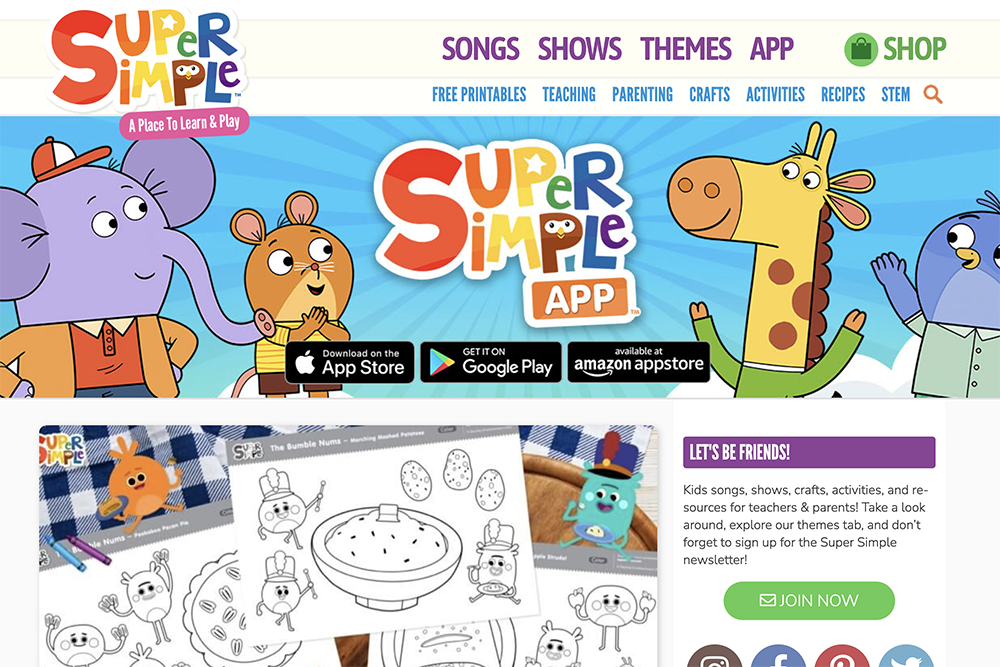 Super Simple - 兒童英文教材大全，兒歌、短片、剪紙、單字卡等通通都有