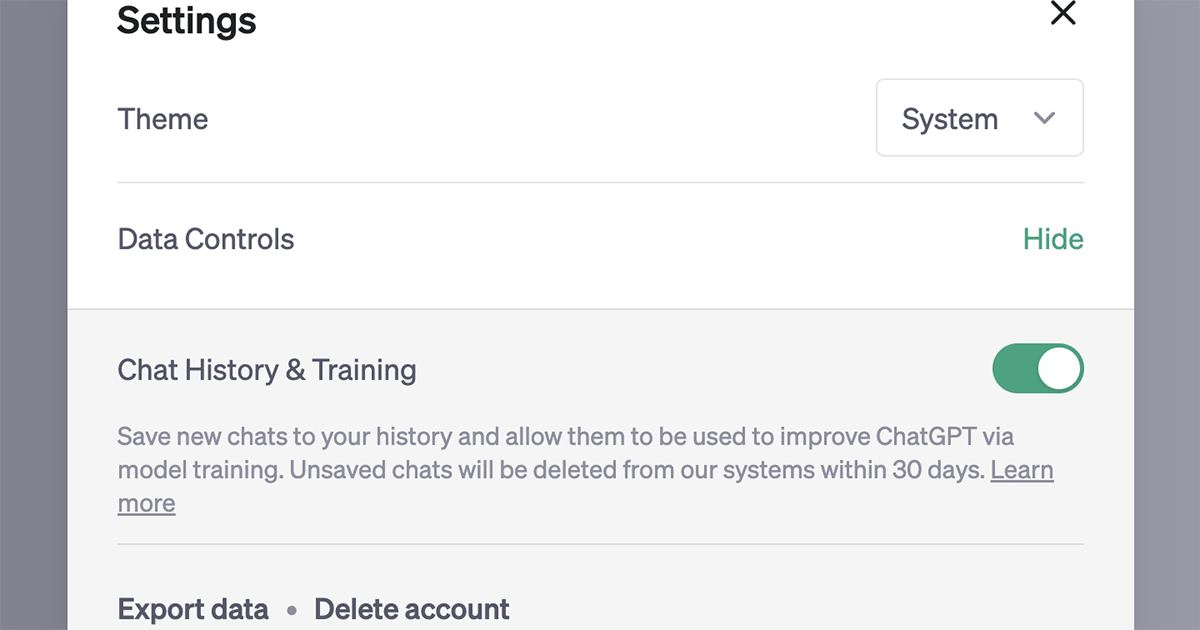 如何關閉 ChatGPT 對話記錄共享，不用於 AI 模型訓練使用？