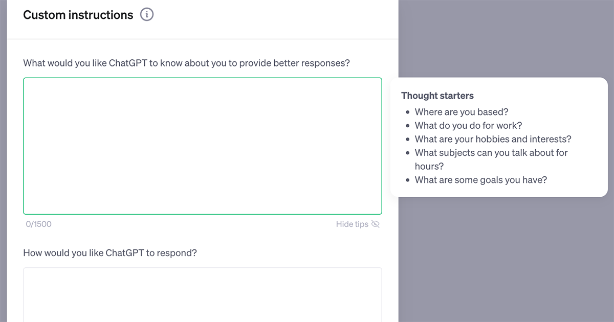 ChatGPT 加入「自訂指令」功能，讓 ChatGPT 能回答的更像「你專屬的機器人」