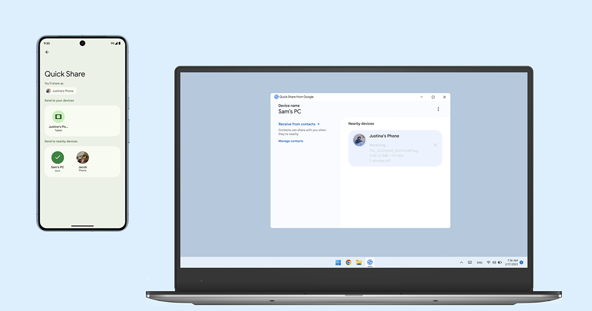 Google 快速分享推出 Windows 電腦版，Android 與 Windows 互傳檔案給加方便