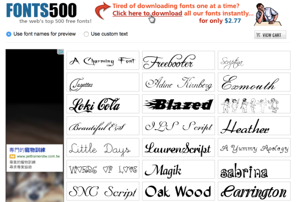 免費英文字型下載《Fonts 500》Top 500 網路熱門字型任你下載