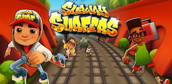 iOS/Android 遊戲《Subway Surfers》在火車軌道上奔馳的跑酷遊戲