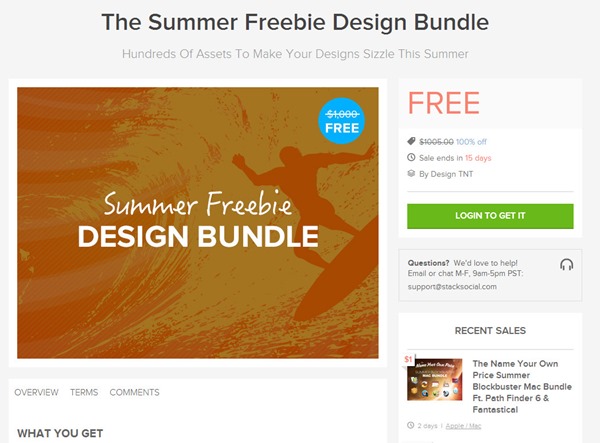 StackSocial 限時免費提供夏日設計素材包下載，價值台幣三萬，不下可惜
