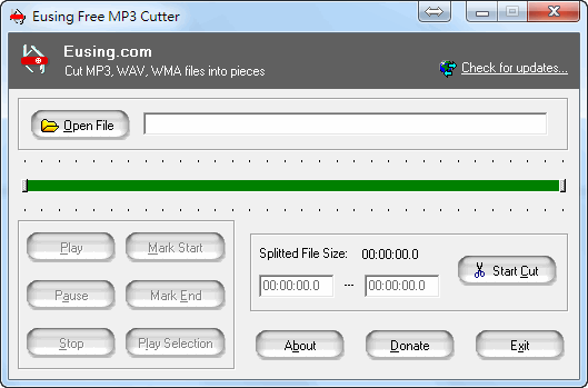 MP3剪輯工具《Eusing Free MP3 Cutter》選擇起始、結尾，點一下Cut就完成