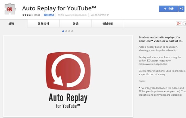 Auto Replay for YouTube™ 讓你的 Youtube 增加自動重播的功能