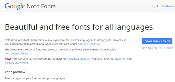 Google 推出全新字體 Noto 思源黑體免費下載，包含繁體、簡體、英文、日文、韓文等 96 種語系