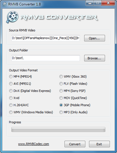 RMVB轉檔工具《RMVB Converter》將RMVB轉檔為AVI、MP4、WMV、3GP等十多種影音格式
