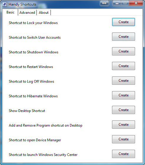 Windows Vista/7專用《Handy Shortcuts》一鍵建立常用工具/功能捷徑