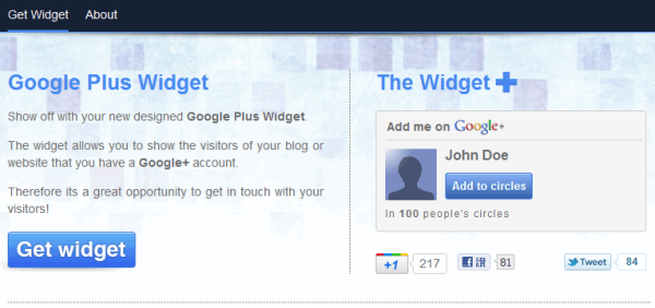 Google+網站小工具《Google Plus Widget》讓大家將你加入圈圈