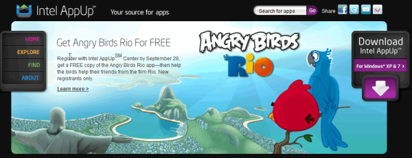透過Intel AppUp線上應用商店平台免費下載Angry Birds Rio PC版