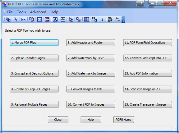 PDF工具《PDFill PDF Tools》內建15款PDF相關編輯操作小工具