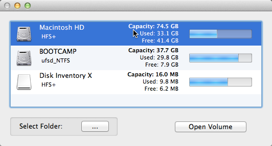 MAC軟體《Disk Inventory X》掃描磁碟並列出目前各資料夾容量佔用情況