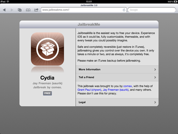 iPad2 JB正式版釋出，只要點一下，支援iOS 4.3.0~4.3.3