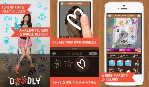 iOS 軟體《Doodly》在照片加上你獨一無二個性化塗鴉貼圖，更能表達心情