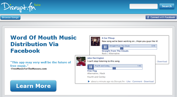 FB音樂播放器《Disrupt.fm》與Facebook結合成音樂網路社群，與大家分享喜愛的音樂