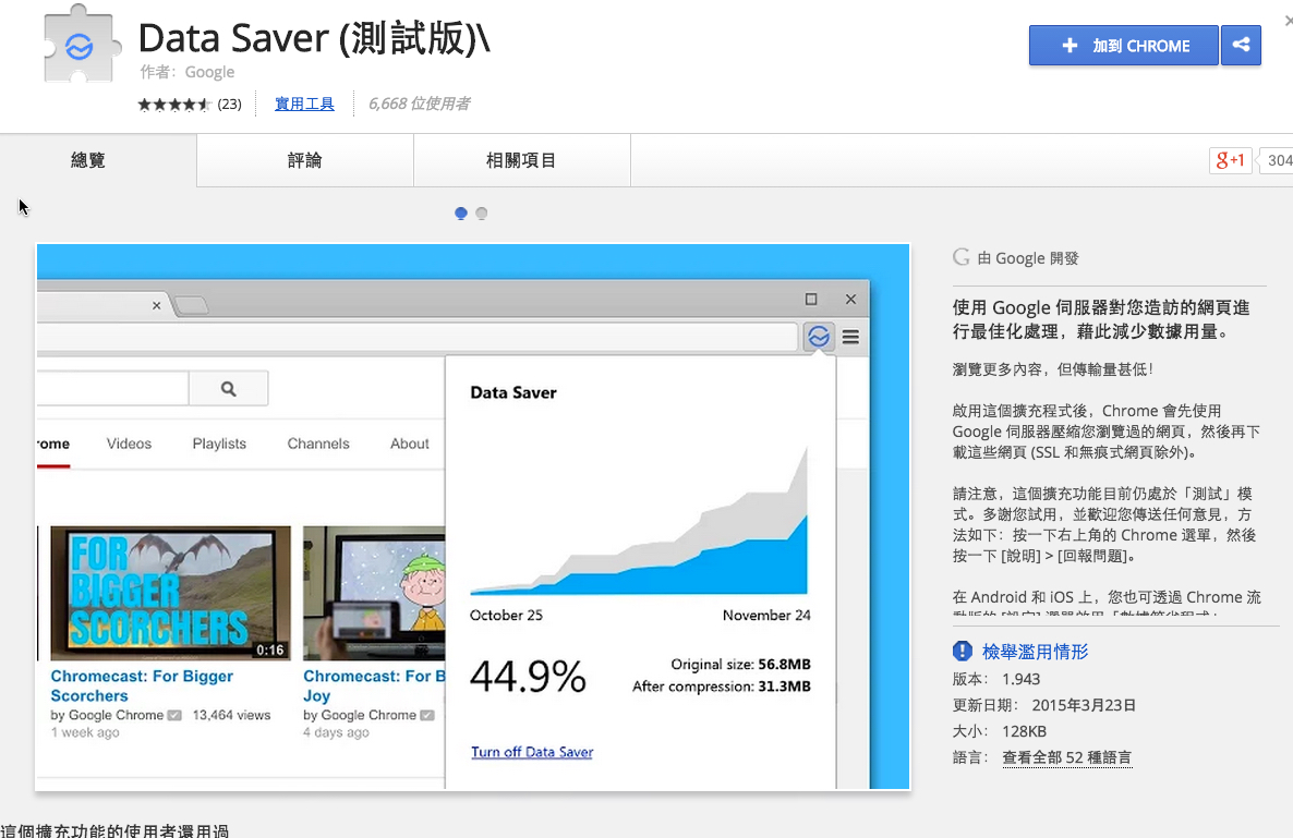 Google 推出 Chrome 套件《Data Saver》網頁資料壓縮讓瀏覽更快更省流量