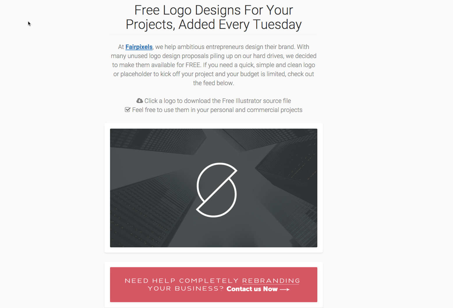讓 Logodust 每週帶給你新的 Logo 設計，提供你免費下載，還可用於商業用途