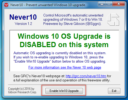 Never10 - 讓你的電腦不會轉身離開就被強迫變身成 Windows 10