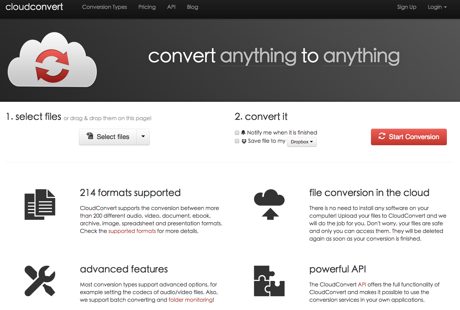 CloudConvert - 線上萬用轉檔工具，影音、文件、圖片任你轉