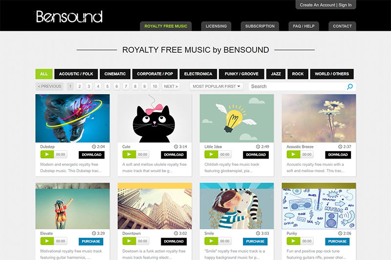 Bensound - 精選高音質配樂素材網站，CC 授權免費下載