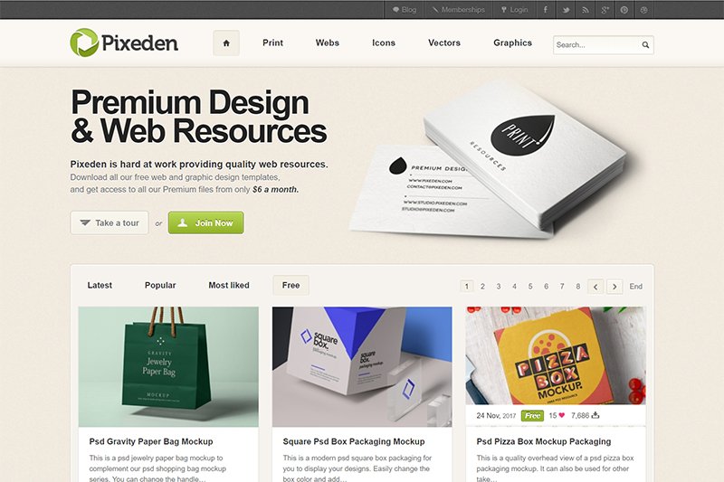 【線上工具/服務】Pixeden - 多樣化設計資源下載，含網頁、DM、名片、物品包裝等平面及實體模板