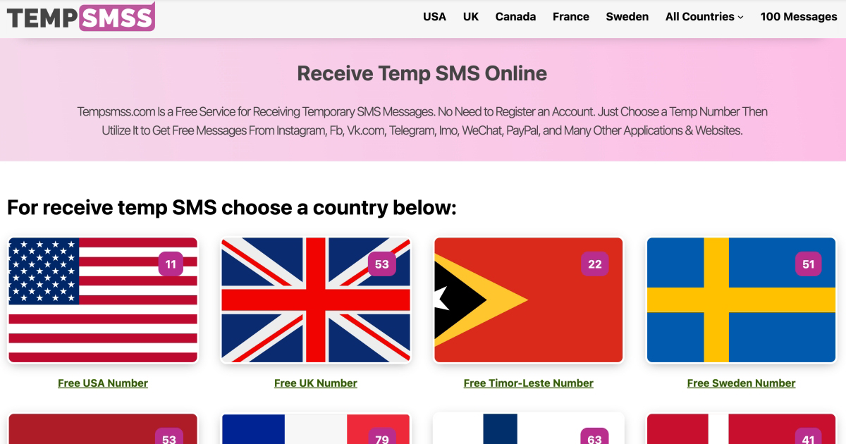 【線上工具/服務】TempSMSS – 臨時簡訊服務，支援十個國家，免費、免註冊